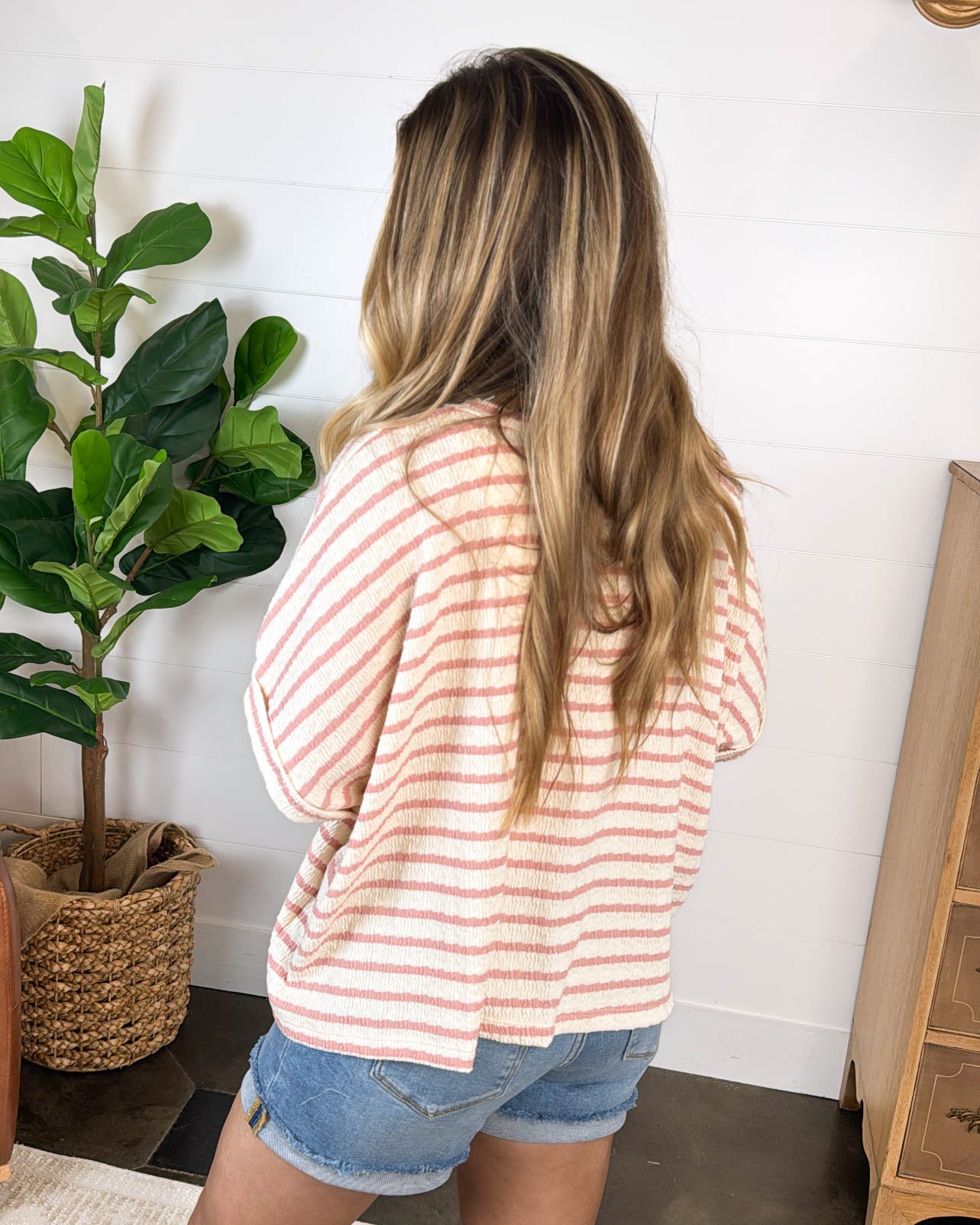 Smooth Strides Textured Striped Knit Top