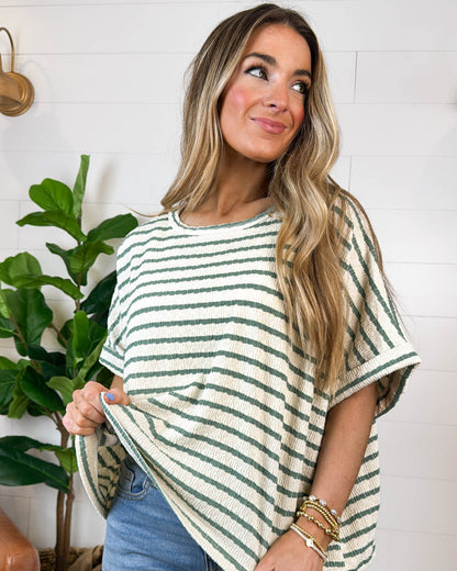Smooth Strides Textured Striped Knit Top