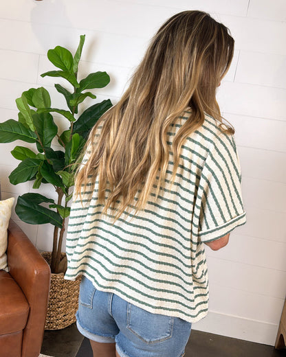 Smooth Strides Textured Striped Knit Top