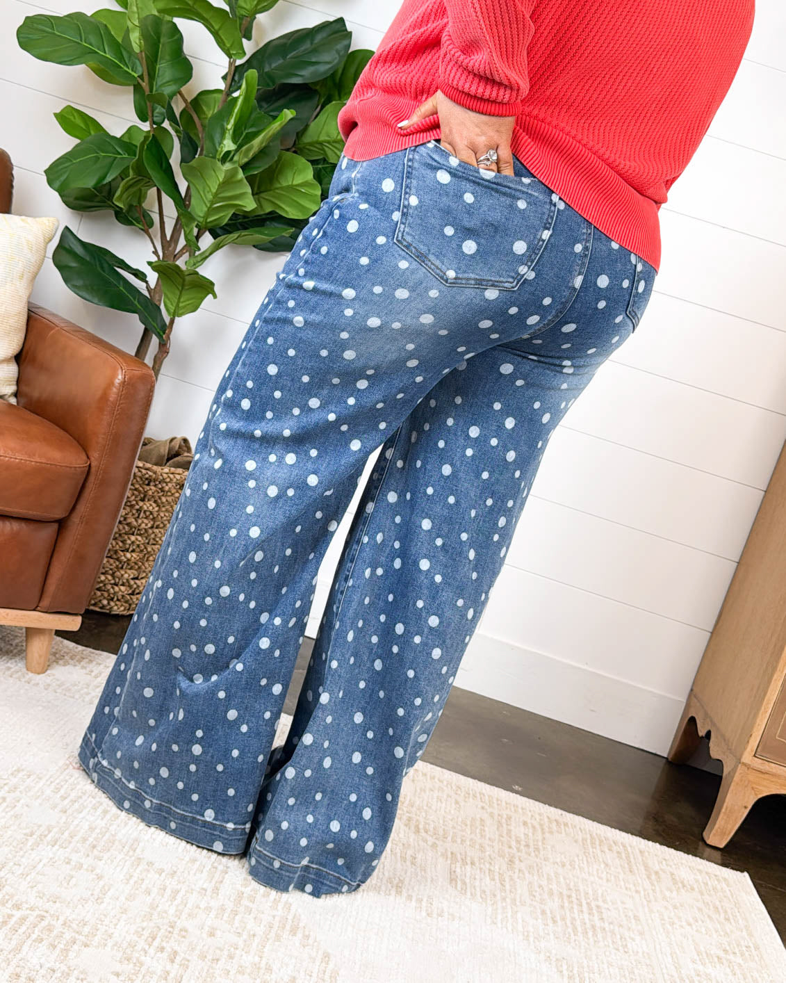 Saige Denim | Chandler Polka Dot High Rise Wide Leg Jeans