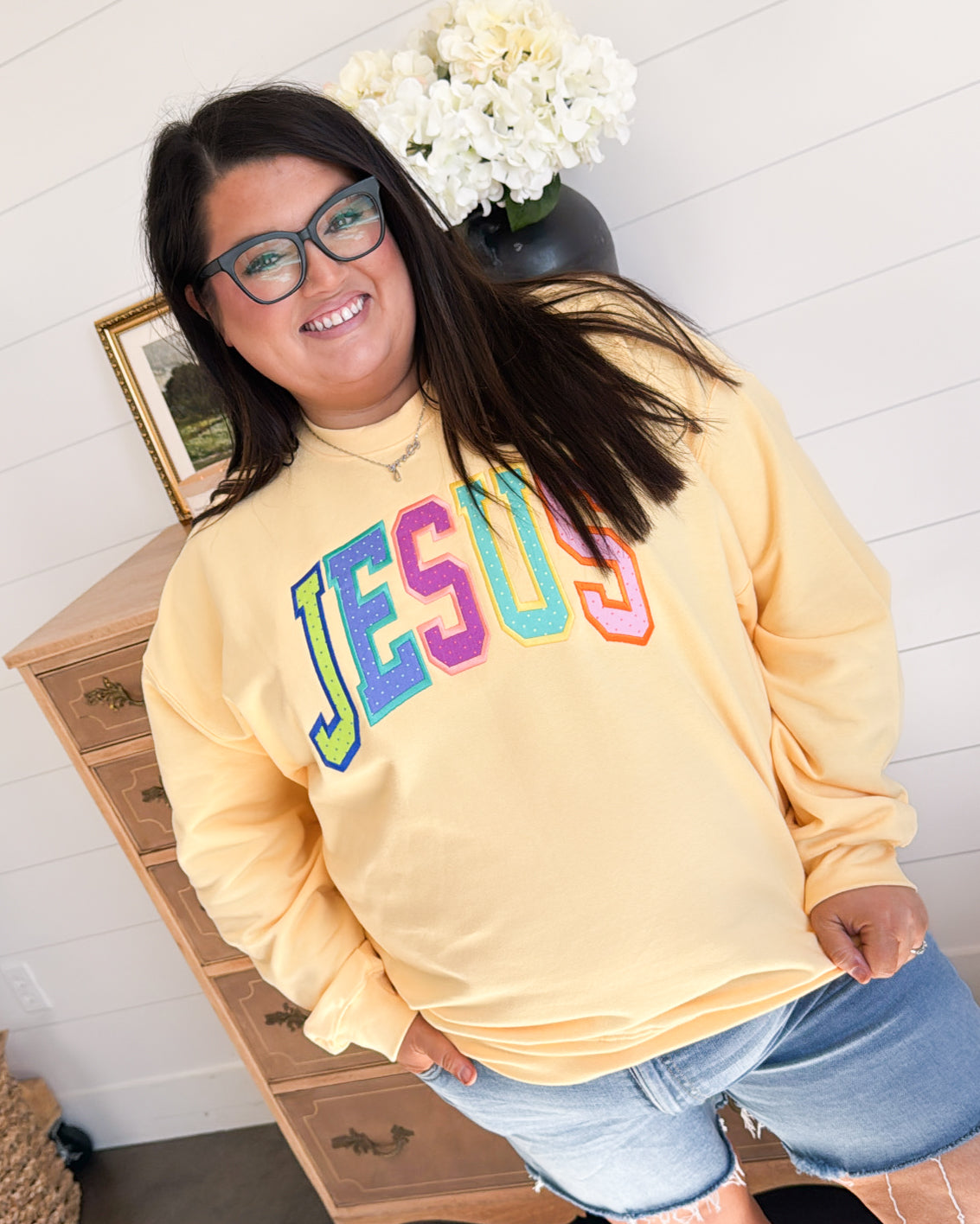 Jesus Embroidered Graphic Sweatshirt