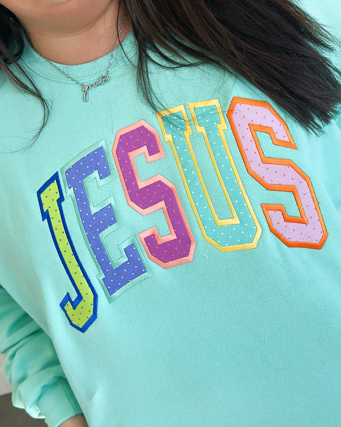 Jesus Embroidered Graphic Sweatshirt
