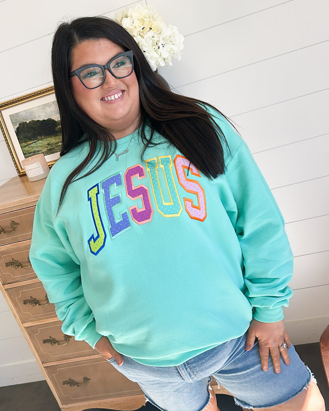 Jesus Embroidered Graphic Sweatshirt