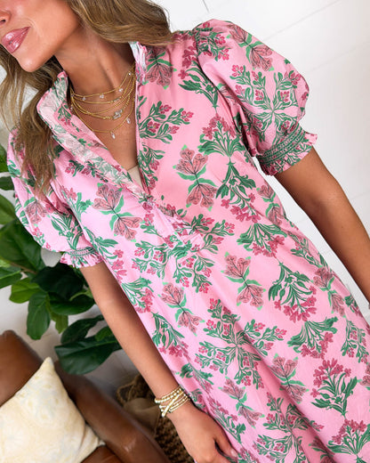 Splendor In The Grass Floral Half Button Maxi Dress