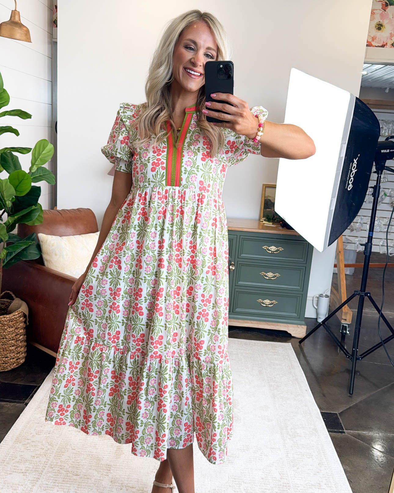 Freshly Picked Floral Tiered Midi Dress