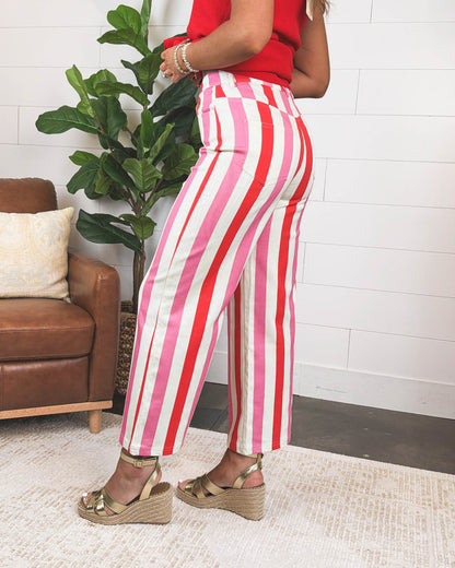 Over The Top Striped Straight Leg Pants