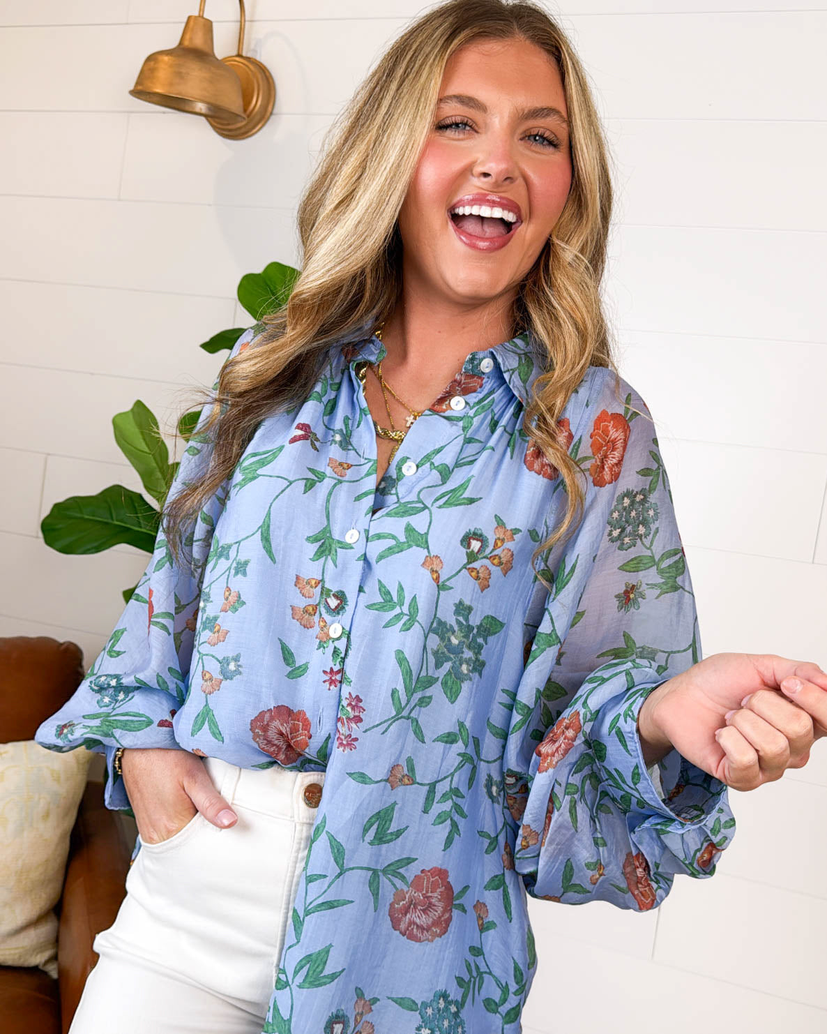 Enchanted Garden Floral Lined Blouse