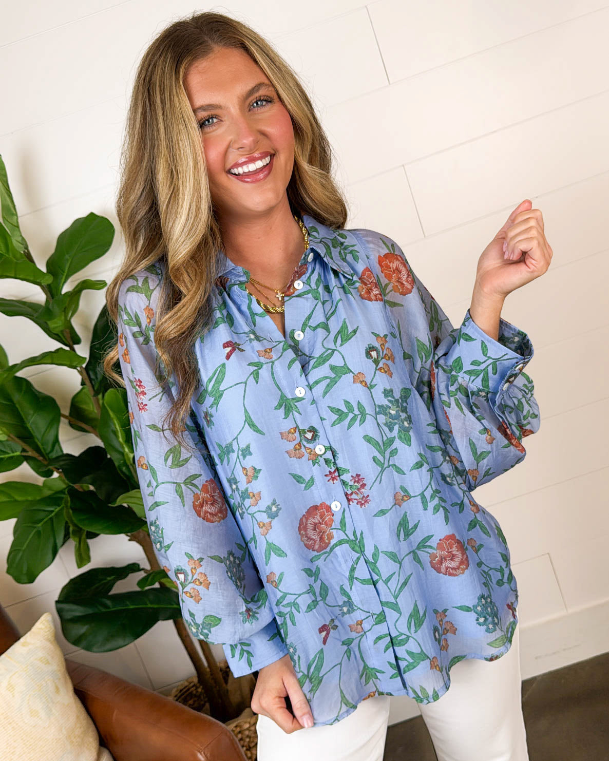 Enchanted Garden Floral Lined Blouse