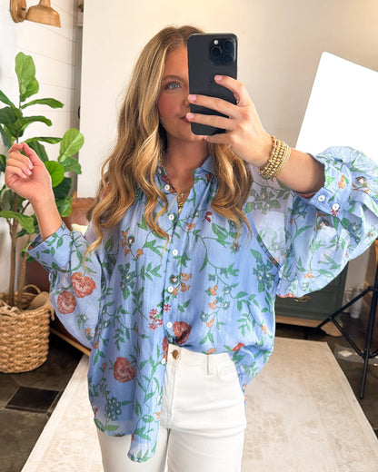 Enchanted Garden Floral Lined Blouse