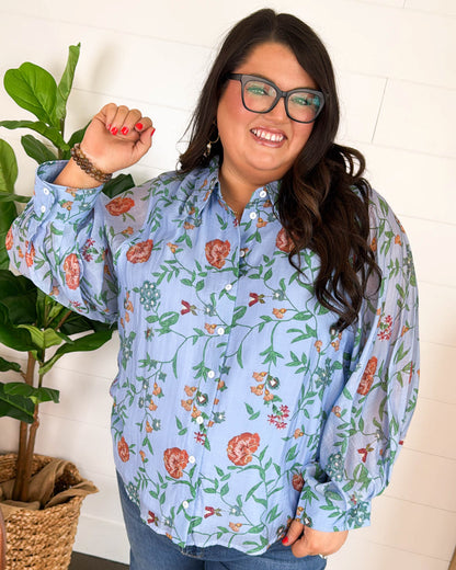 Enchanted Garden Floral Lined Blouse