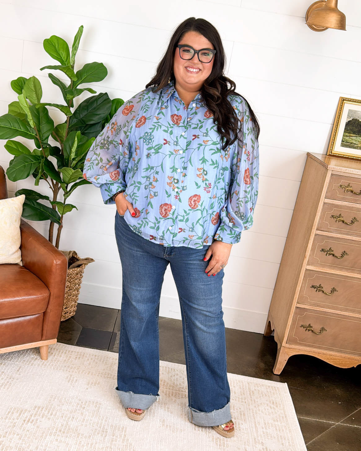 Enchanted Garden Floral Lined Blouse