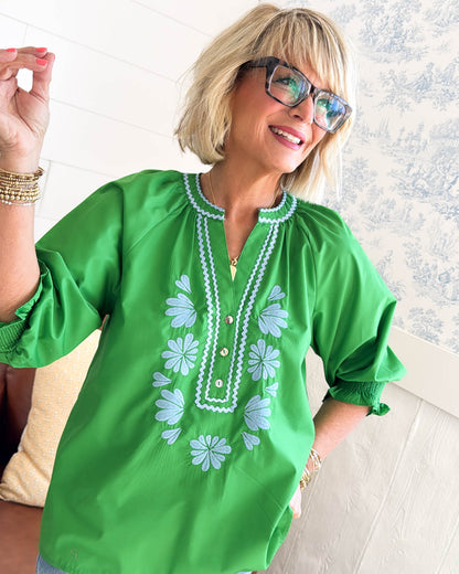 Bouquet Of Beauty Floral Embroidered Top