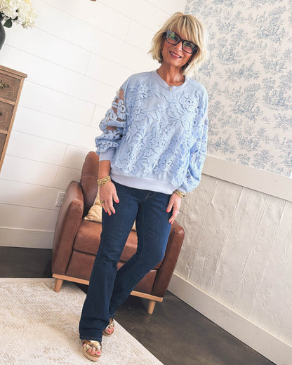 Sheer Beauty Floral Embroidered Top