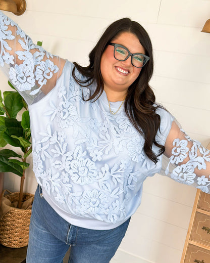 Sheer Beauty Floral Embroidered Top