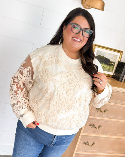 Sheer Beauty Floral Embroidered Top