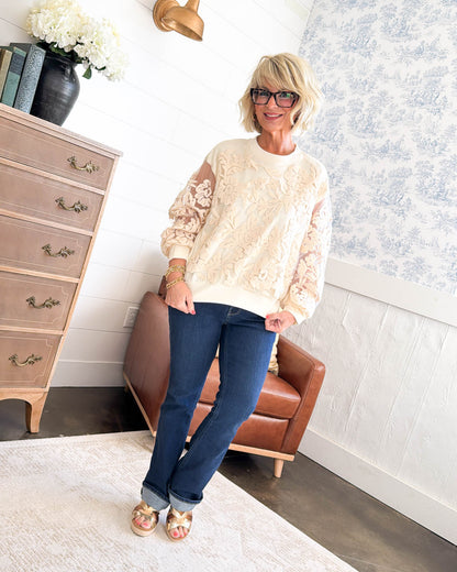 Sheer Beauty Floral Embroidered Top