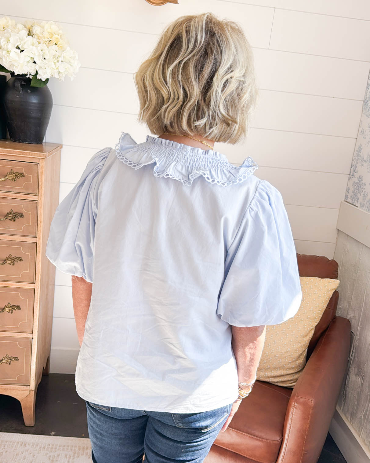 Heart Breaker Ruffle Detail Puff Sleeve Top