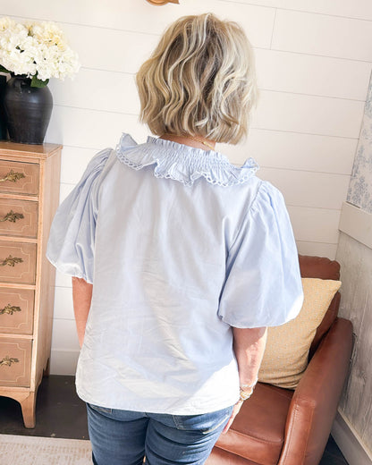 Heart Breaker Ruffle Detail Puff Sleeve Top