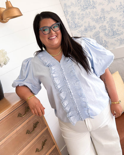 Heart Breaker Ruffle Detail Puff Sleeve Top