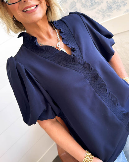 Sweetly Said Ruffled Bubble Sleeve Blouse