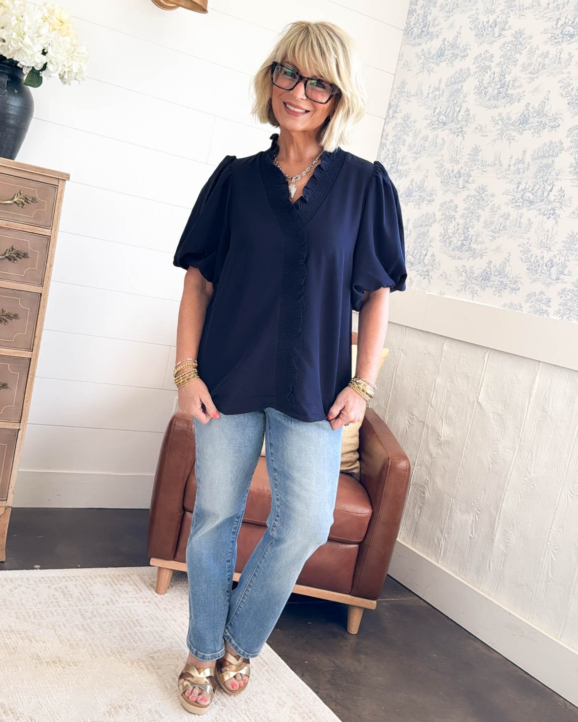 Sweetly Said Ruffled Bubble Sleeve Blouse