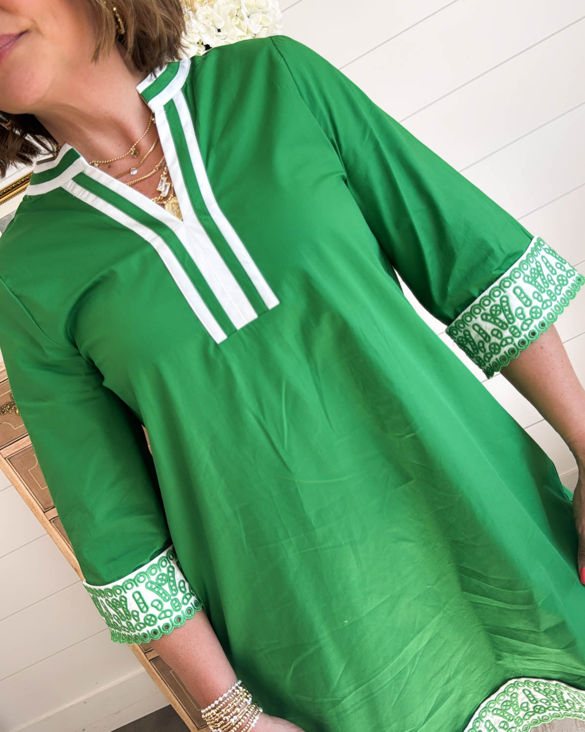 Sarasota Embroidered Border Shift Dress