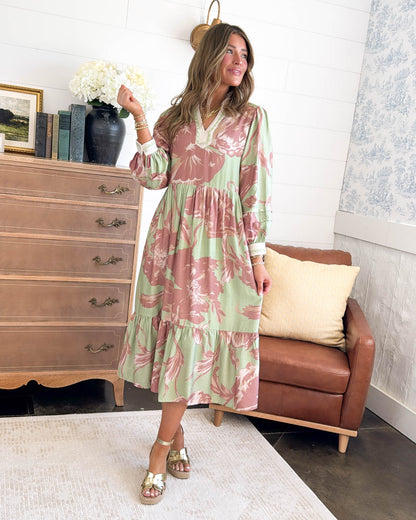 Magnolia Springs Floral Tiered Midi Dress