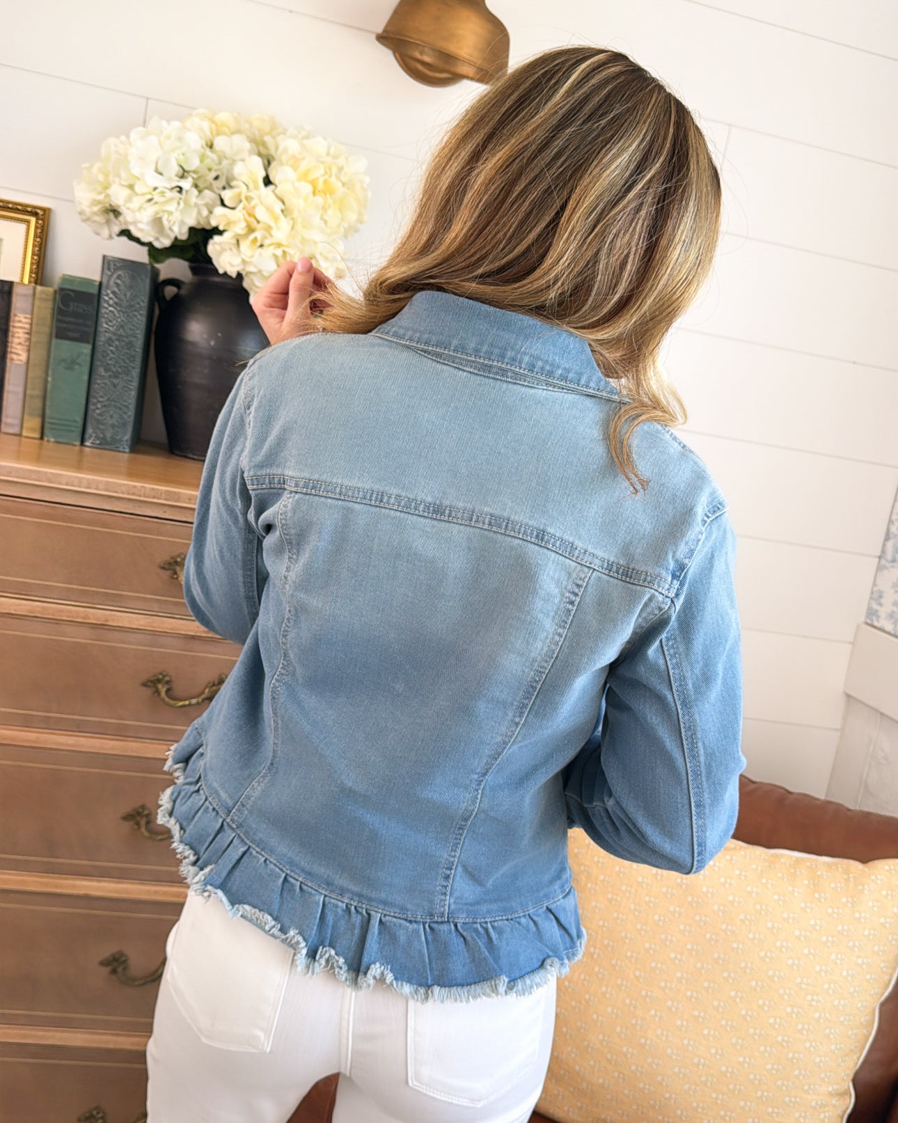 Cecilia Ruffle Hem Denim Jacket