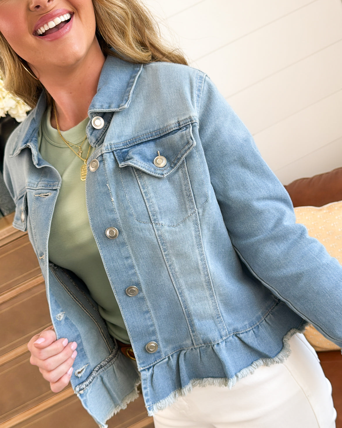 Cecilia Ruffle Hem Denim Jacket