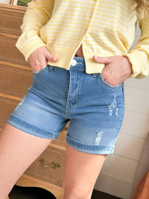 Elodie High Rise Denim Shorts