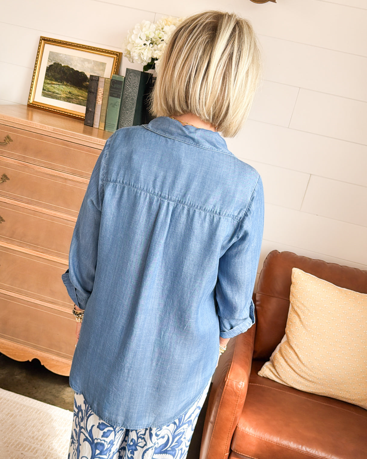 Keep It Cool Tab Sleeve Denim Shirt