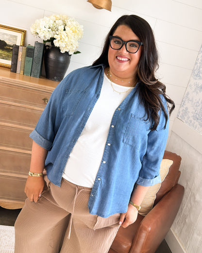 Keep It Cool Tab Sleeve Denim Shirt
