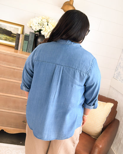 Keep It Cool Tab Sleeve Denim Shirt