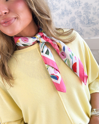 Garden Veil Satin Floral Scarf