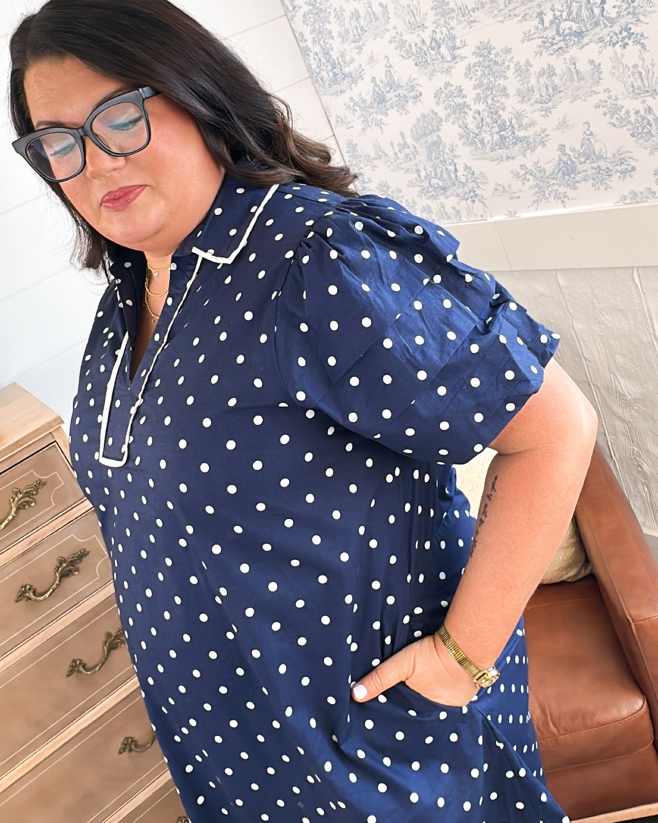 Lollie Polka Dot Tiered Sleeve Dress