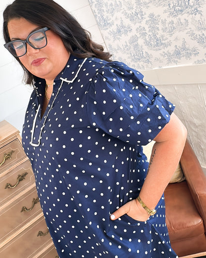 Lollie Polka Dot Tiered Sleeve Dress