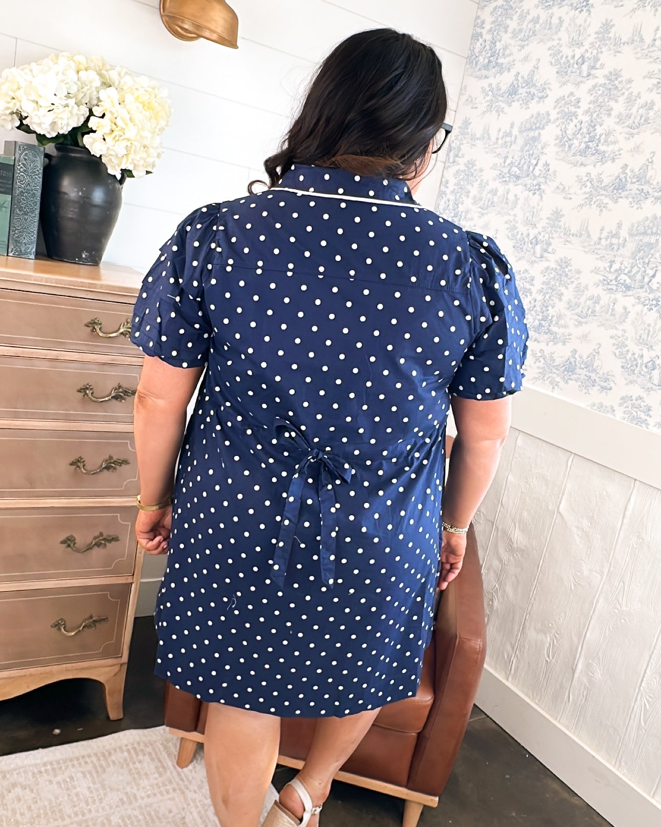 Lollie Polka Dot Tiered Sleeve Dress