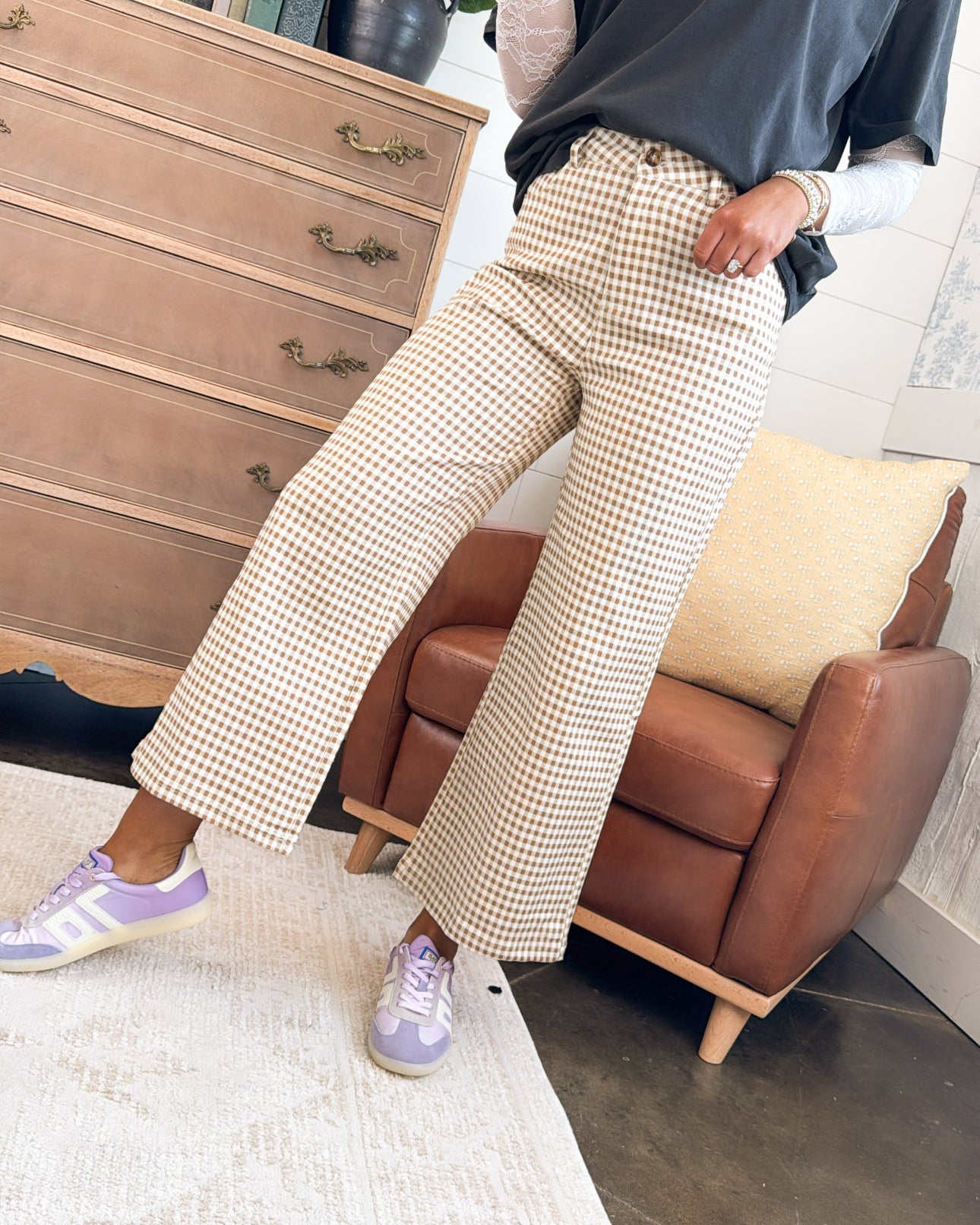 Cape Cod Gingham Crop Wide Leg Pants