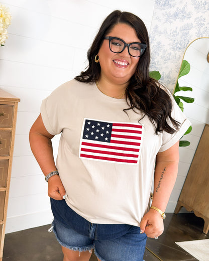 American Flag Applique Graphic Tee