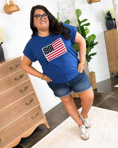 American Flag Applique Graphic Tee