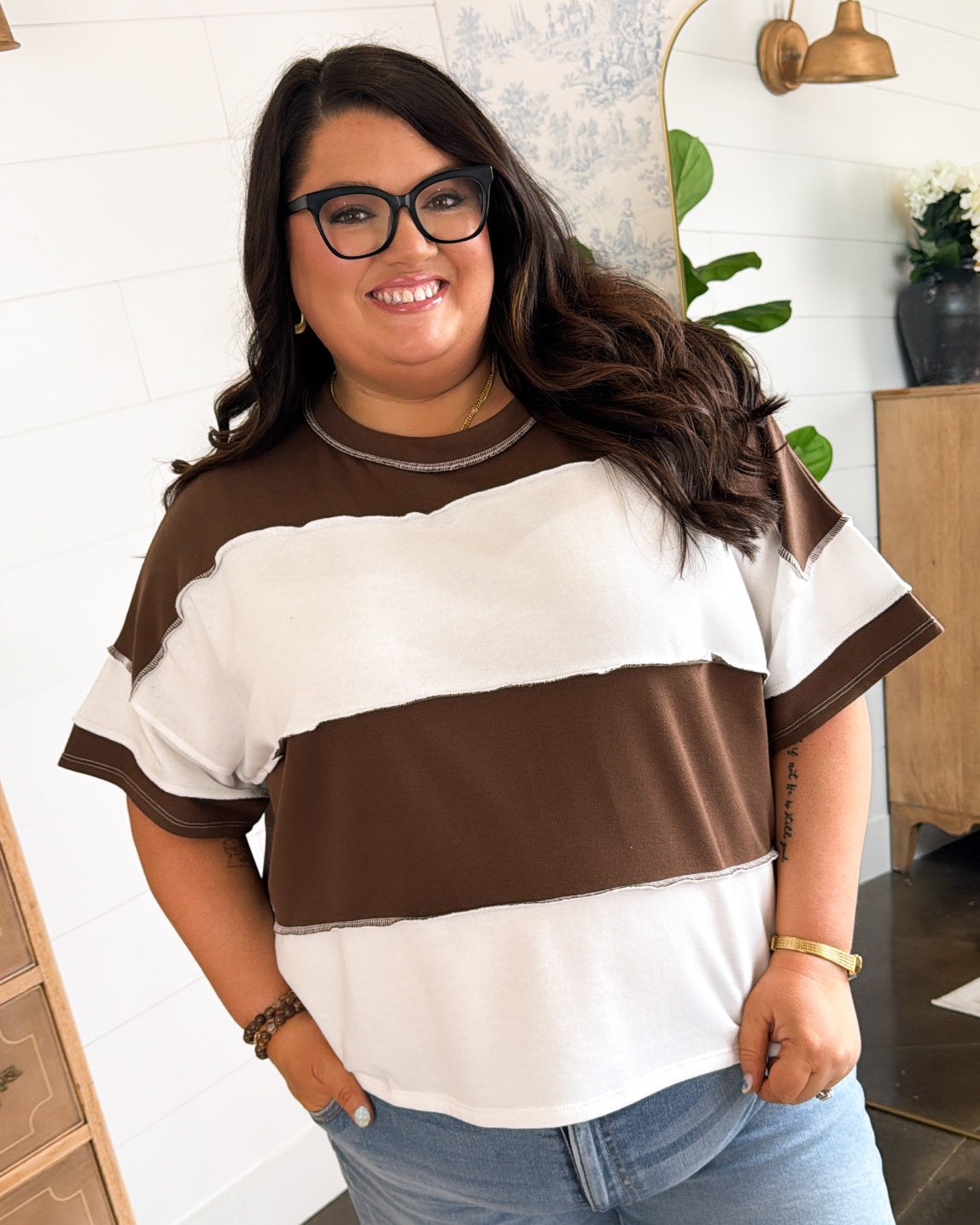 All About Town French Terry Color Block Top – Glamour Farms Boutique
