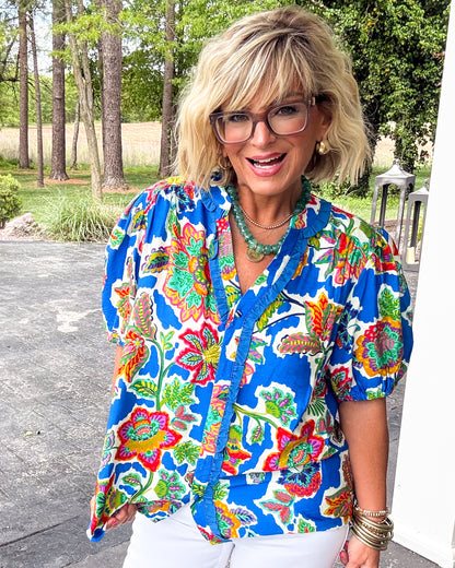 Petal Party Floral Ruffle Detail Blouse