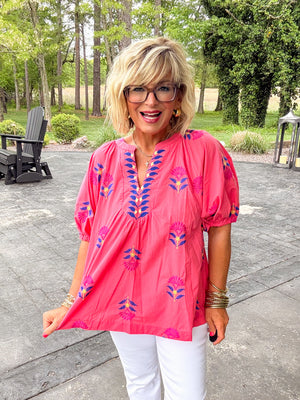 Much Fanfare Floral Embroidered Top
