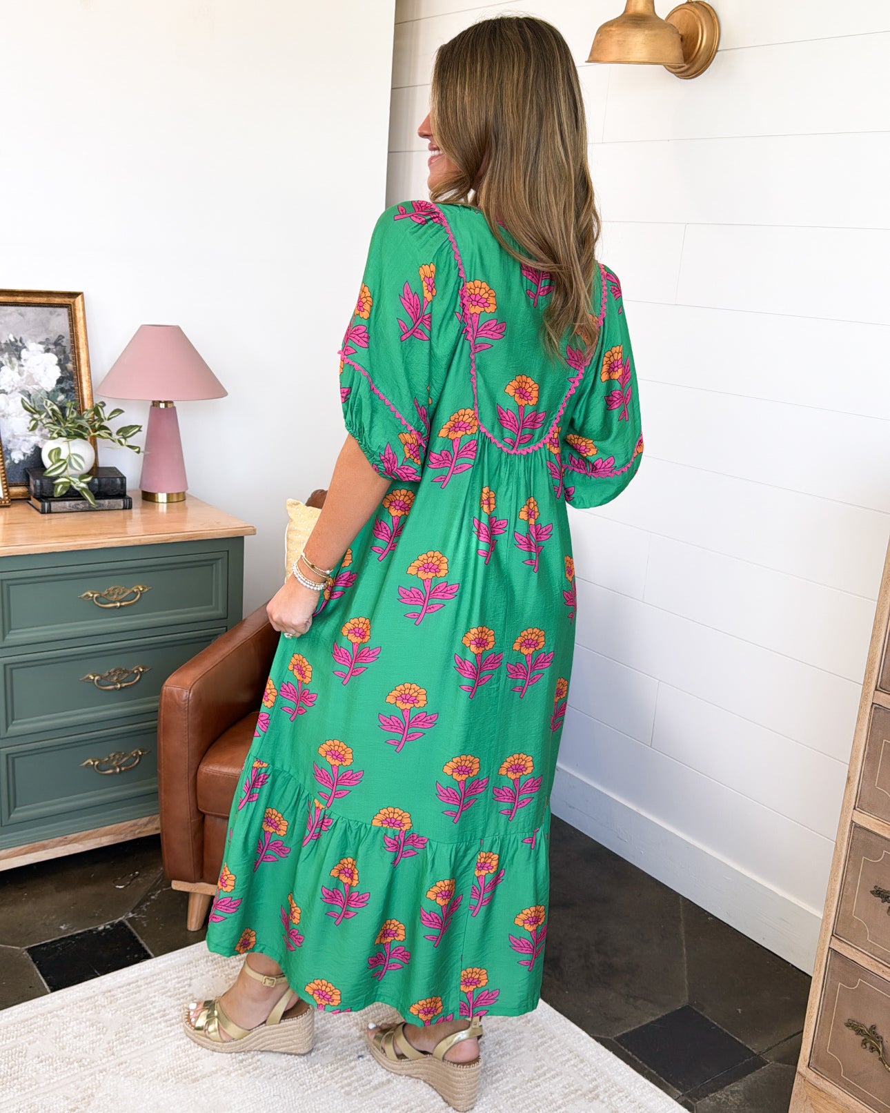 Garden Serenade Floral Tiered Midi Dress