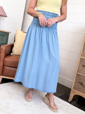 Dockside Dreams Smocked Waist Midi Skirt