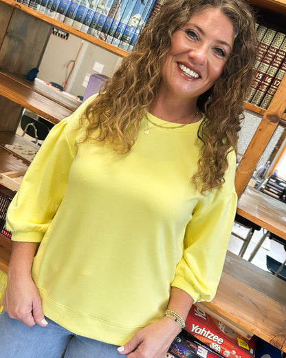 Basic Instincts French Terry Peasant Sleeve Top