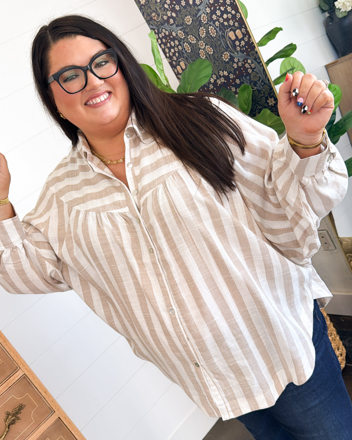 Wind In The Sails Striped Poet Sleeve Shirt