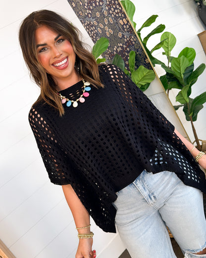 Sea Breeze Open Knit Batwing Top