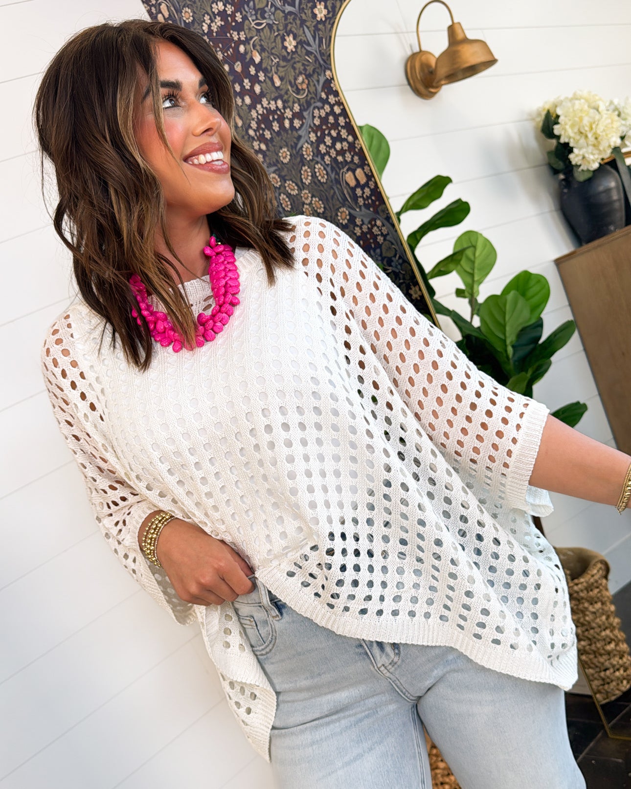 Sea Breeze Open Knit Batwing Top