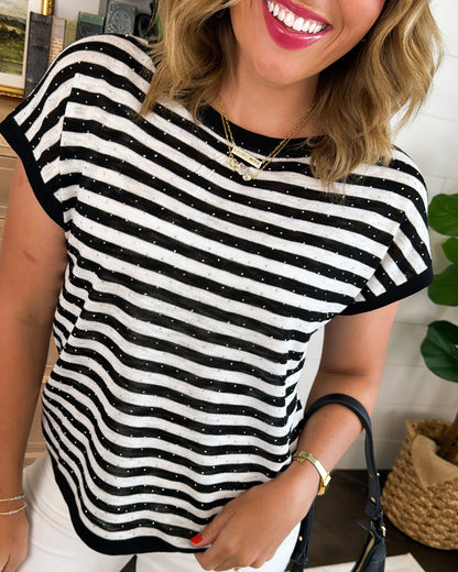 In The Spotlight Stripes + Dots Dolman Top